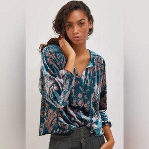 💜 Anthropologie Faustine Velvet Peasant Blouse - M